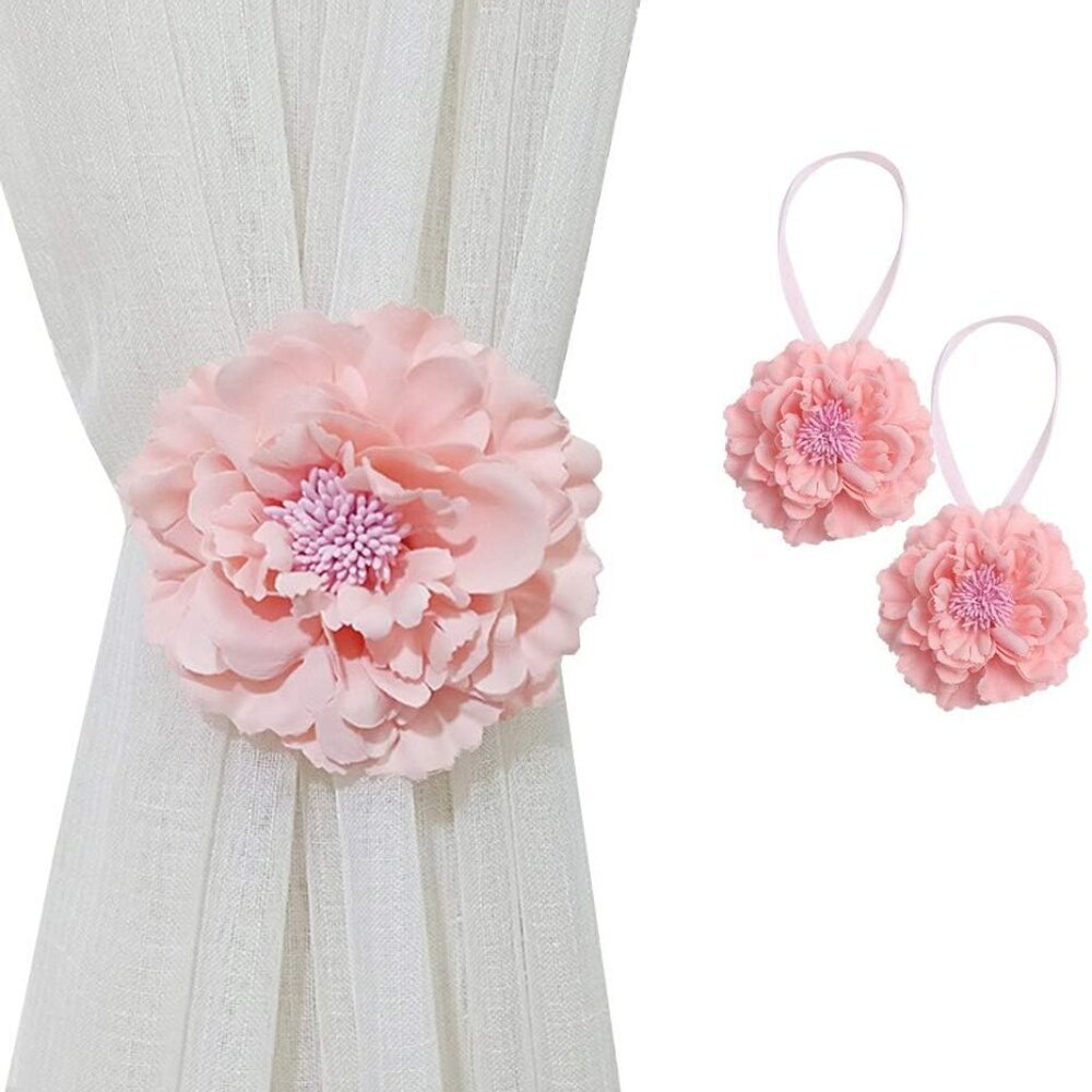 2 Piece Large Cloth Flower Magnetic Curtain Tieback Wedding Decorative Holdbacks